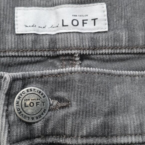 Ann Taylor Loft Pants Womens 12 Gray Corduroy Modern Skinny Ankle Cotton Stretch - Picture 3 of 16